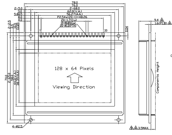 128x64 Graphic LCD Display COG Type LCD Module DISPLAY