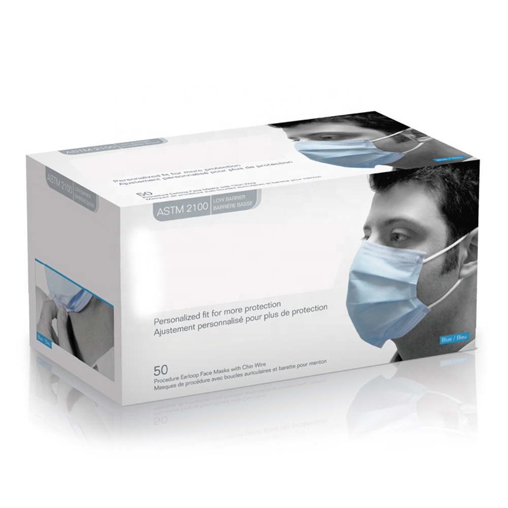Custom Print Medical Disposable Face Surgical Mask Packaging Box Disposable Surgical Face Mask Paper Packing box
