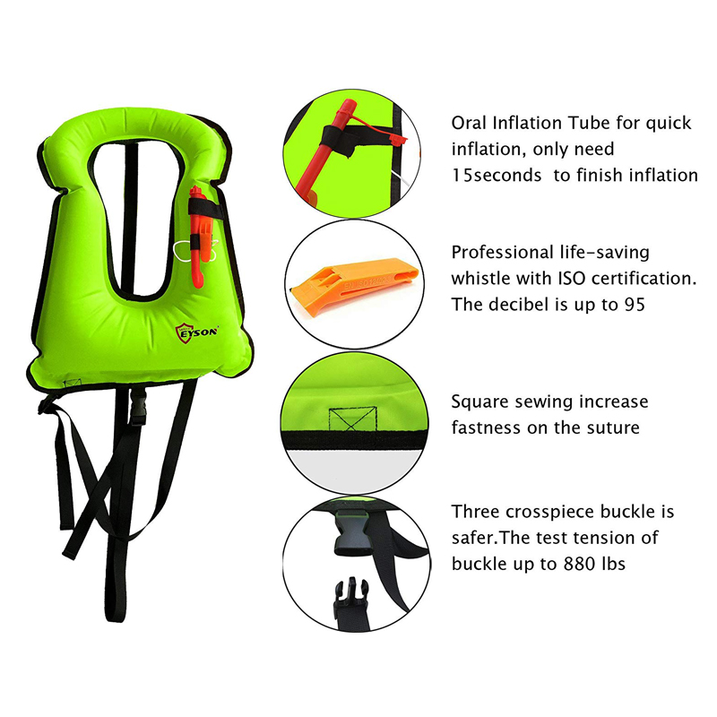Eyson Hot Sale Inflatable Snorkeling Life Vest For Swimming Diving