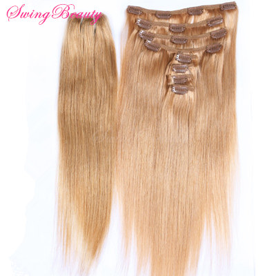 Clip in 100 Natural Virgin Remy Human Hair Extensions Weavings