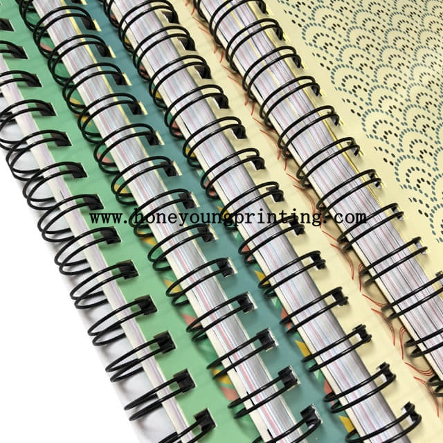 Double spiral notebook 6 subject with insert color paper single line assorted designs