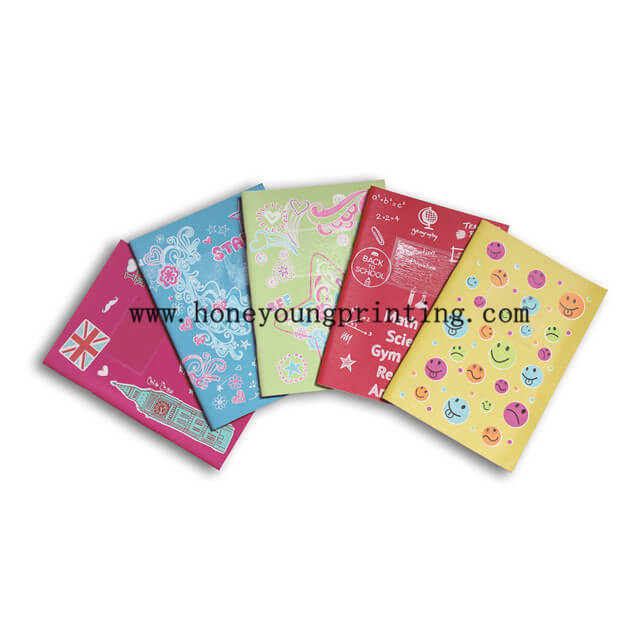 Water proof coated silk printing staple binding ruled student exercise book