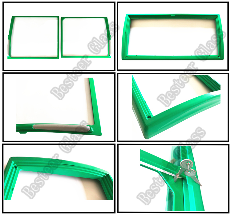 Top Open Freezer Glass Canopy with Injection Frame