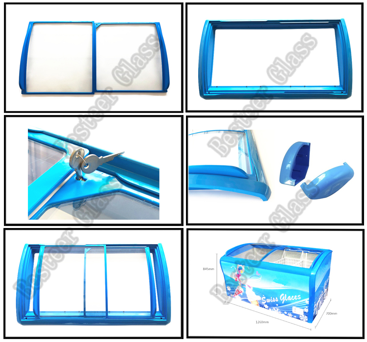 Curved Glass Sliding Door for Commercial Freezer