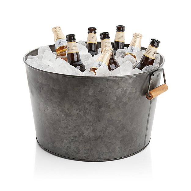 28 liters round metal ice bucket party tub beverage tub with bamboo handle