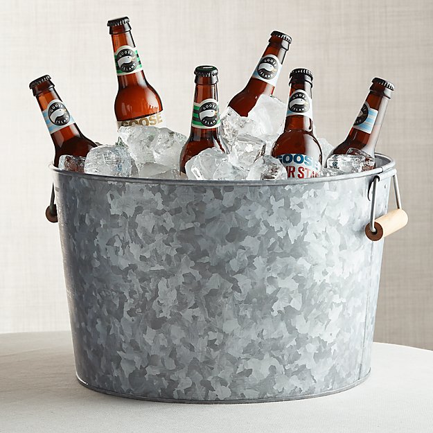 28 liters round metal ice bucket party tub beverage tub with bamboo handle