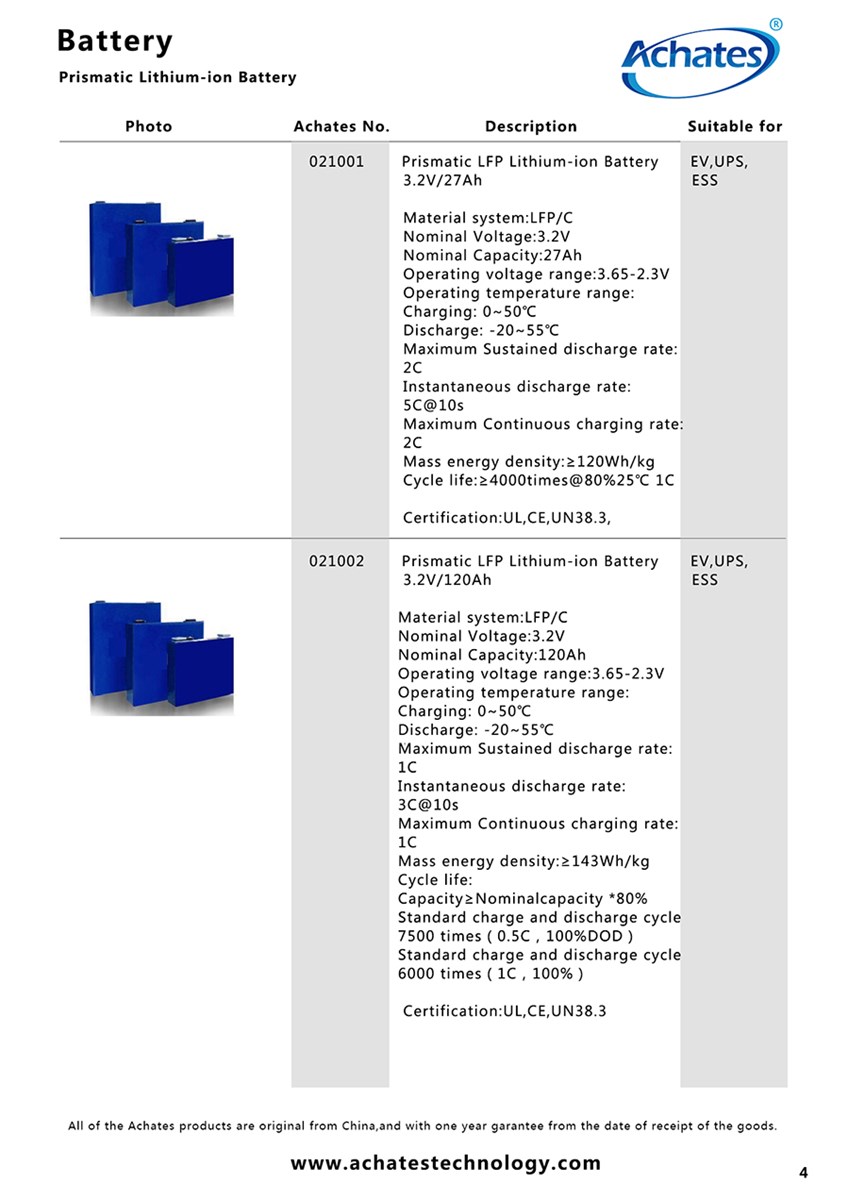 Prismatic LFP Lithiumion Battery
