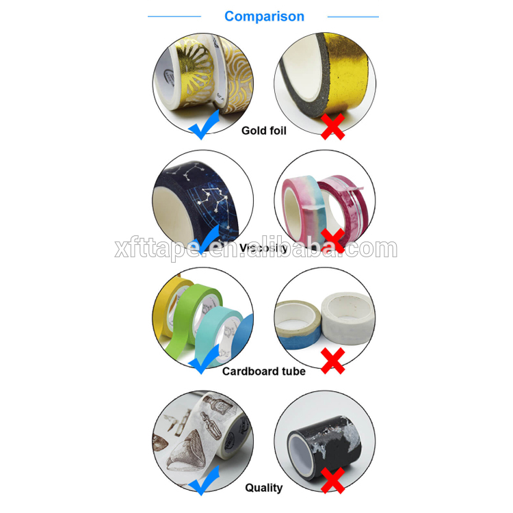 Wholesale CMYK Kawaii Rose Gold Foil Mini OEM Custom Printed Decorative Washi Paper Tape With Logo