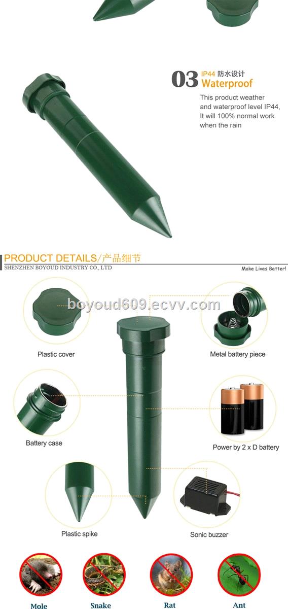 Garden Use CE ROHS Certification Battery Mole and Snake Repeller Mole Chaser