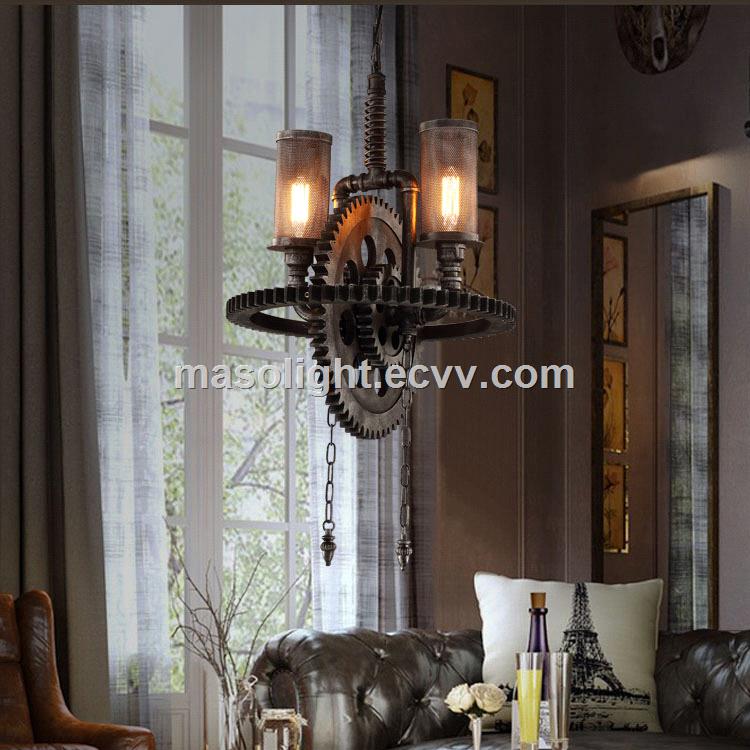 Antique iron hanging lamp industrial pipe chandelier 2020