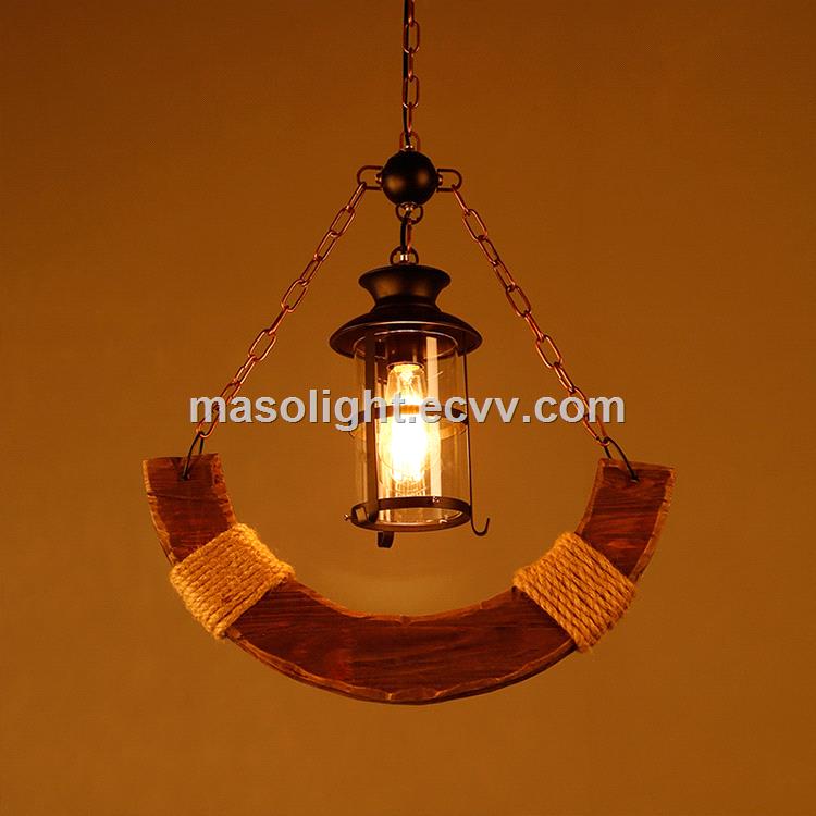 Antique wooden chandelier pendant lamp wood for bar lights decor