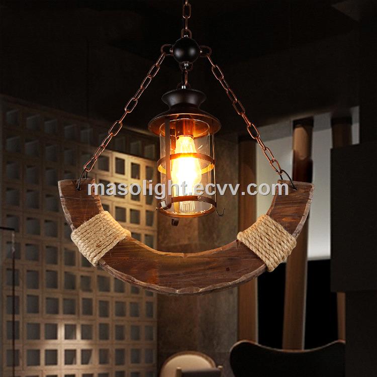 Antique wooden chandelier pendant lamp wood for bar lights decor