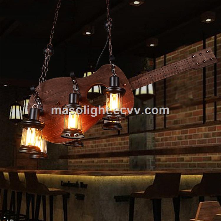 Chinese wooden guitar parts wood pendant lamp stand light fixture