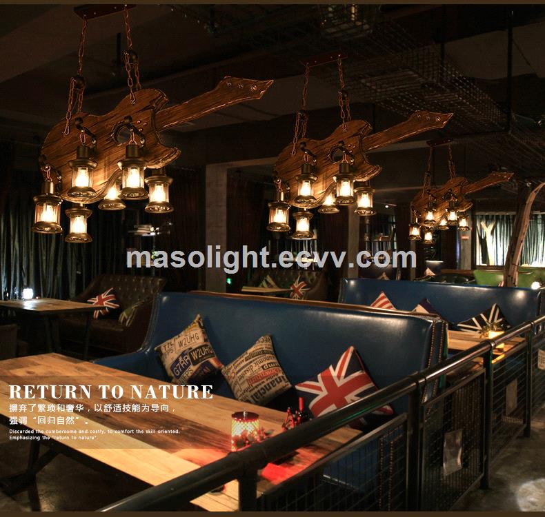 Chinese wooden guitar parts wood pendant lamp stand light fixture