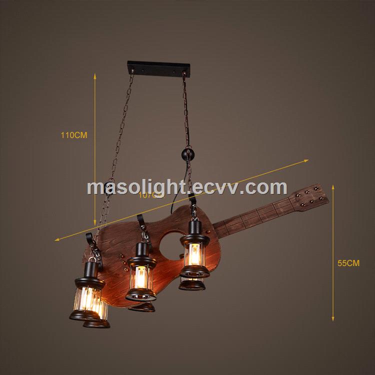 Chinese wooden guitar parts wood pendant lamp stand light fixture