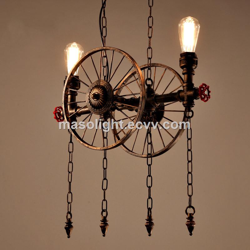 Indoor Retro Cycle Chandelier Creative Pendant Light and Wall Lamp