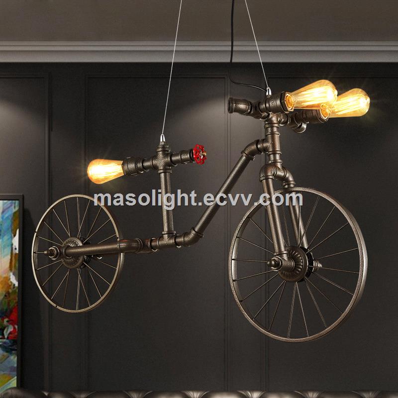 Vintage Art Deco Bicycle Iron Chandelier Pendant Lamp