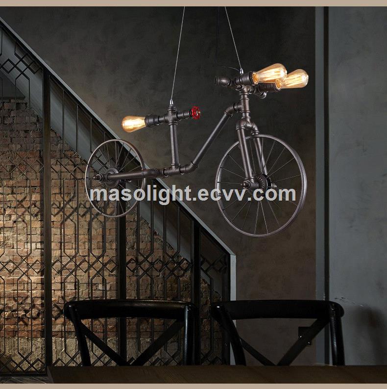 Vintage Art Deco Bicycle Iron Chandelier Pendant Lamp