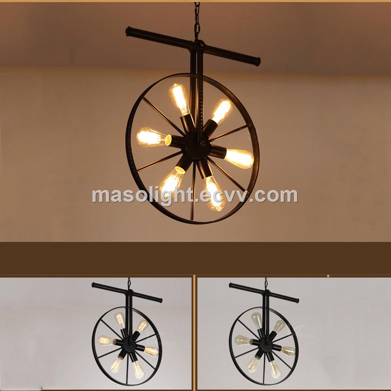 Vintage Wheel Chandelier Light Industrial Pendant Hanging Lamp Fixture