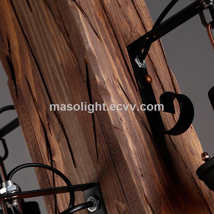 Vintage wooden light hanging metal box lamp led lights chandelier