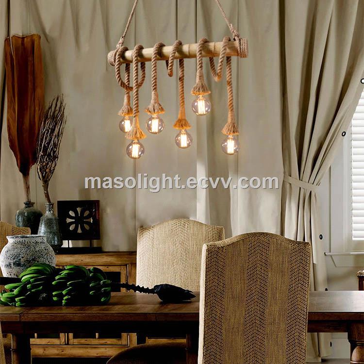 Creative Natural lights Bamboo Woven Pendant Lamp Restaurant rope chandelier