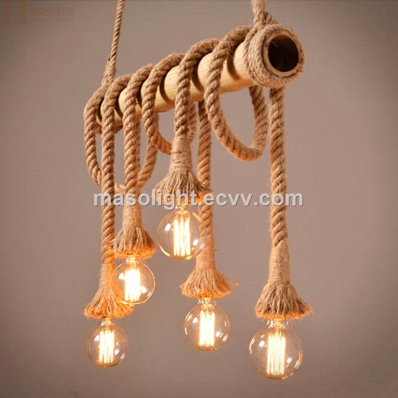 Creative Natural lights Bamboo Woven Pendant Lamp Restaurant rope chandelier