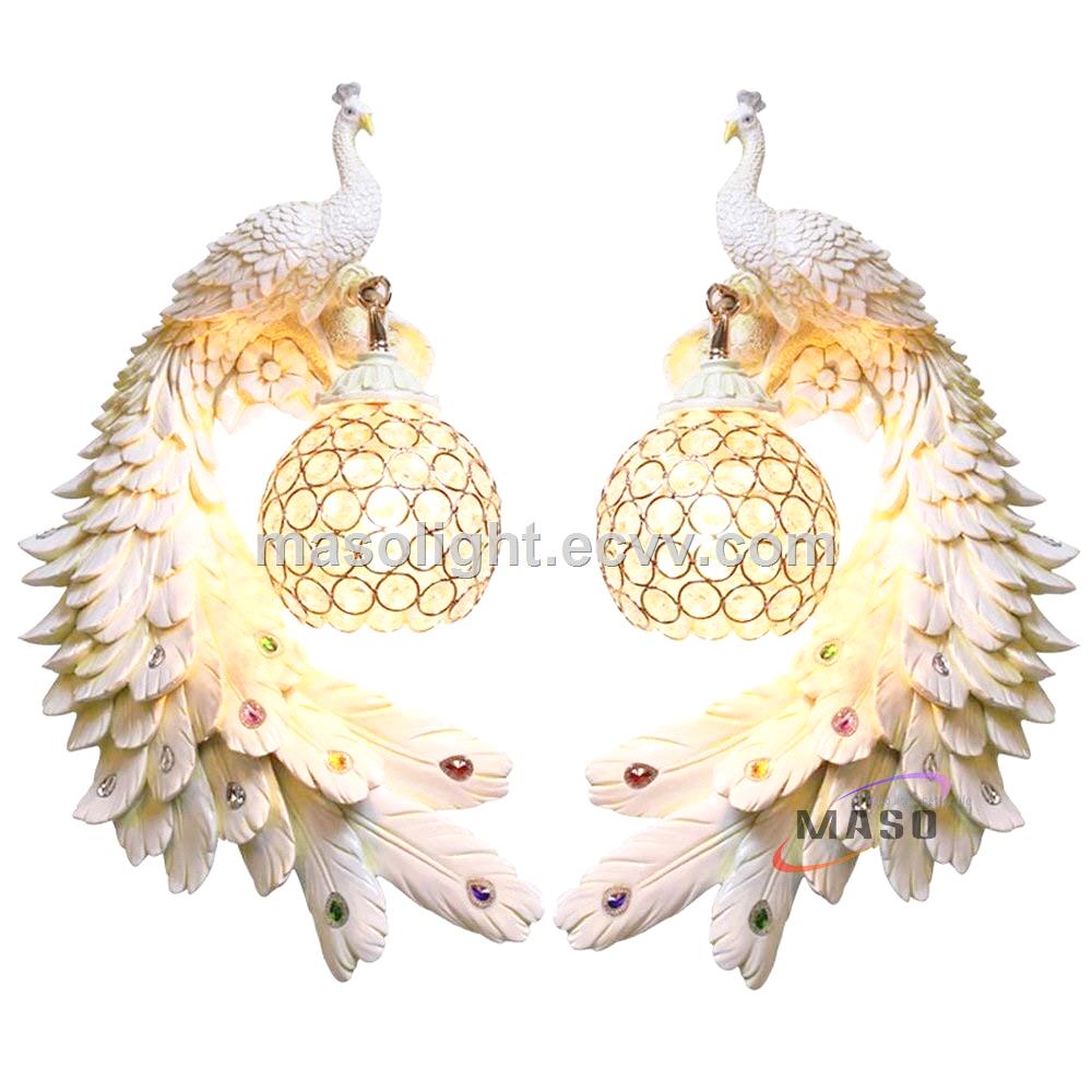 Luxurious Resin Gold Animal Wall Lamp LED Peacock Night Light