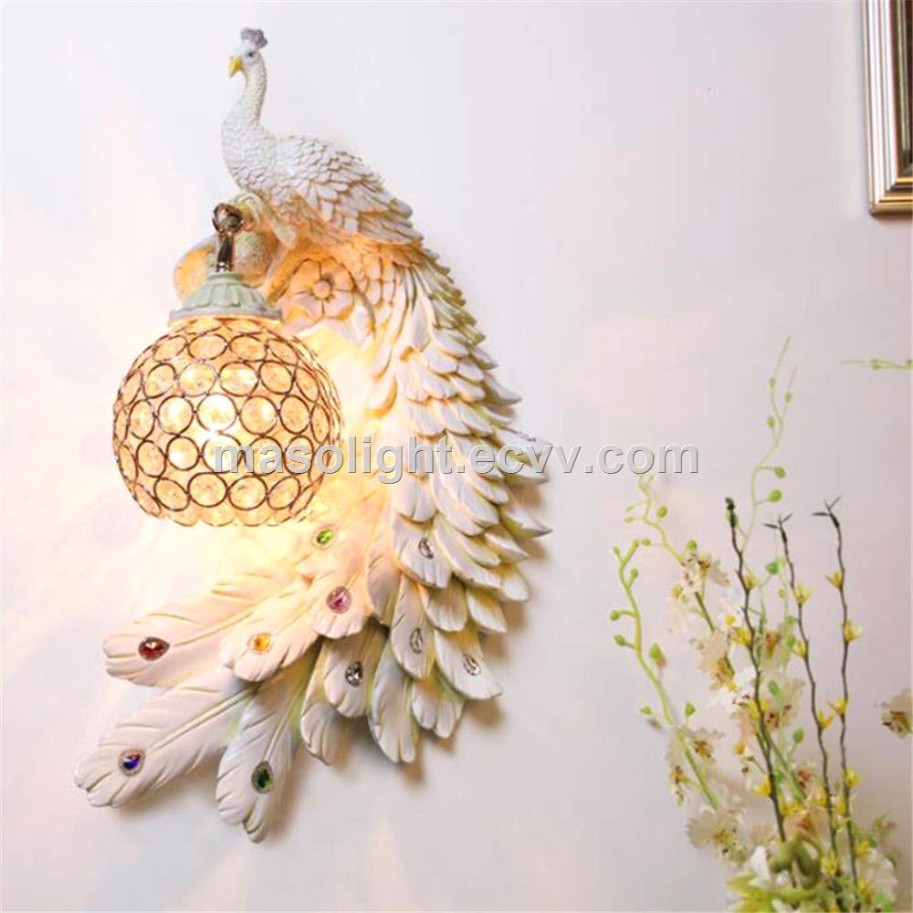 Luxurious resin gold animal wall lamp led peacock night light