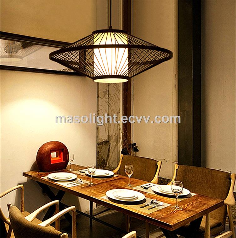 Suspended ceiling lighting modern mosaic lamp bamboo shade pendant light led