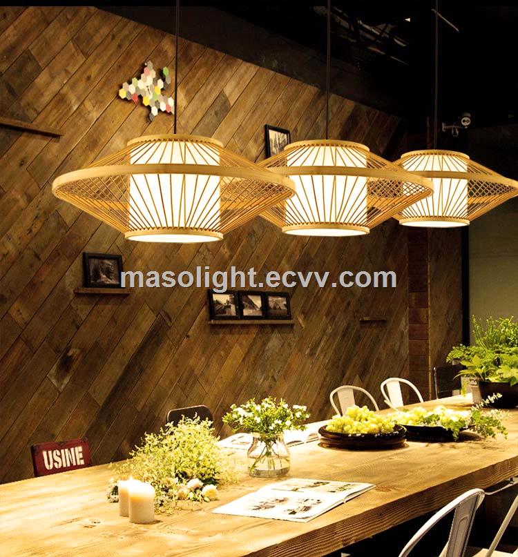 Suspended ceiling lighting modern mosaic lamp bamboo shade pendant light led