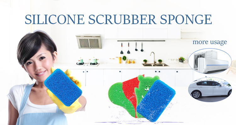 custom cleansing sponge clear silicone rubber china kitchen cleaning sponge honeycomb sponge