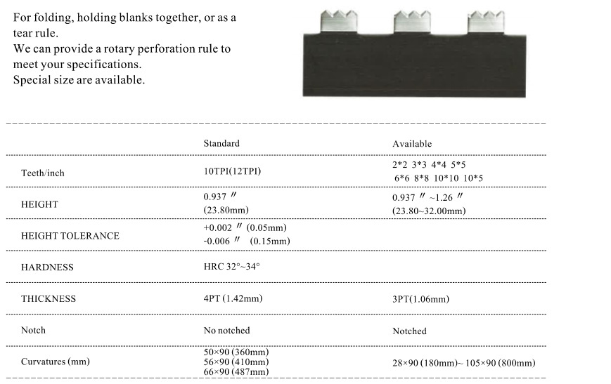 High Quality Rotary Perforation Rule