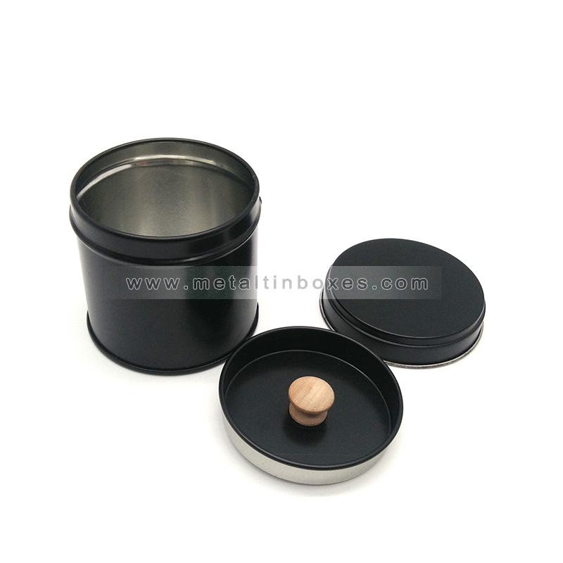 Portable small round metal can airtight tea coffee tin tea container