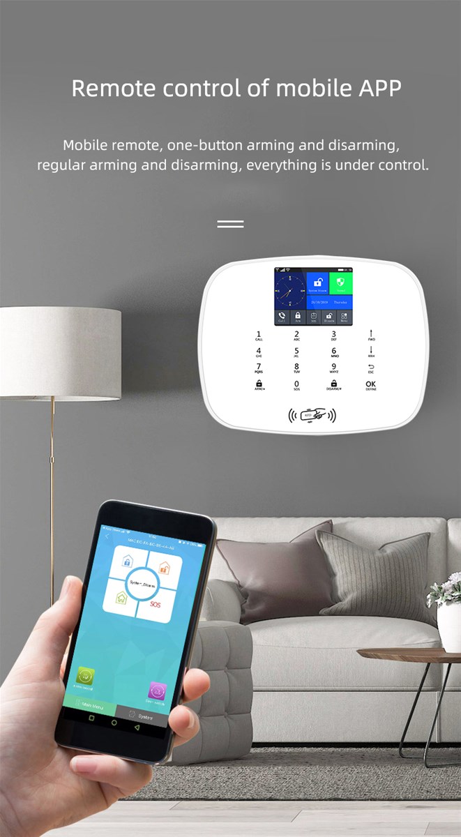 Security Alarm Kit Wireless Smart Home WIFI GSM Alarm System with TFT Touch Panel