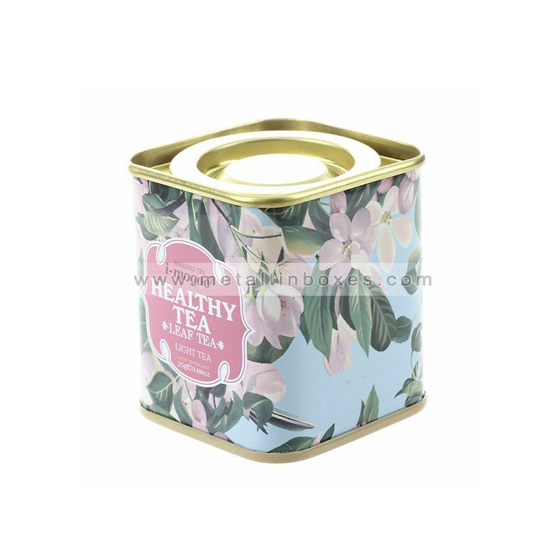 Matcha tea powder tin can with easy open lid
