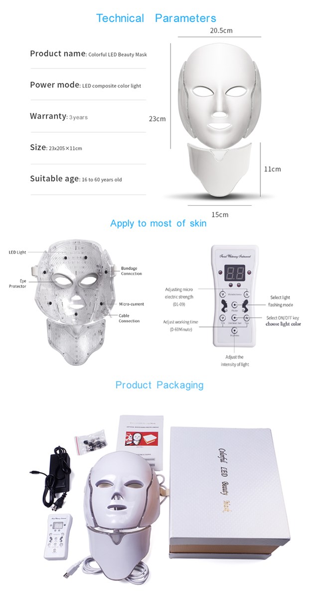 7 color LED photon mask therapy