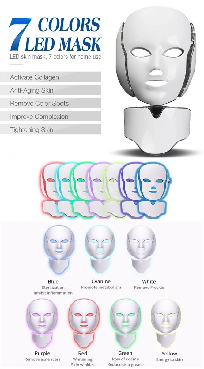 7 color LED photon mask therapy