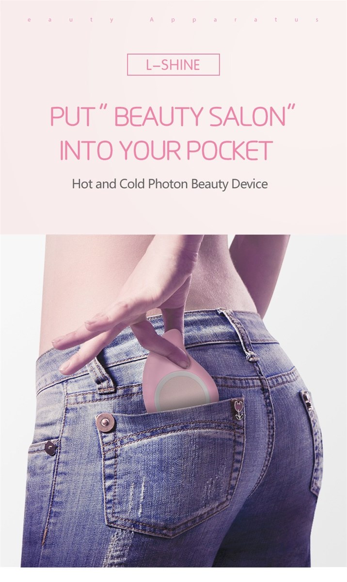Electronic face beauty device antiwrinkle with hot and cold vibration photon therapy