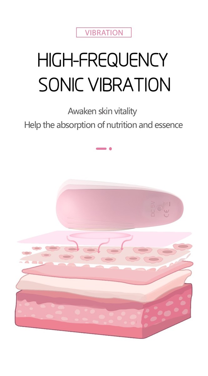 Electronic face beauty device antiwrinkle with hot and cold vibration photon therapy