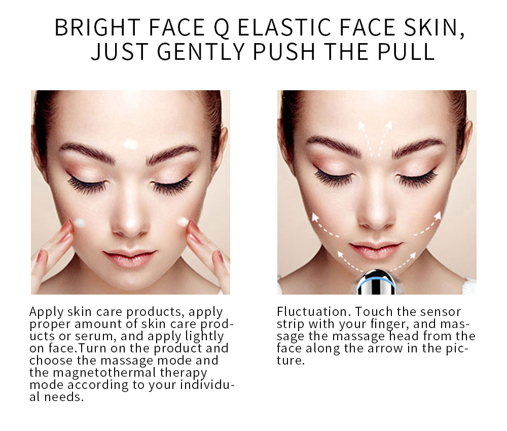 Electronic face beauty device antiwrinkle with hot and cold vibration photon therapy