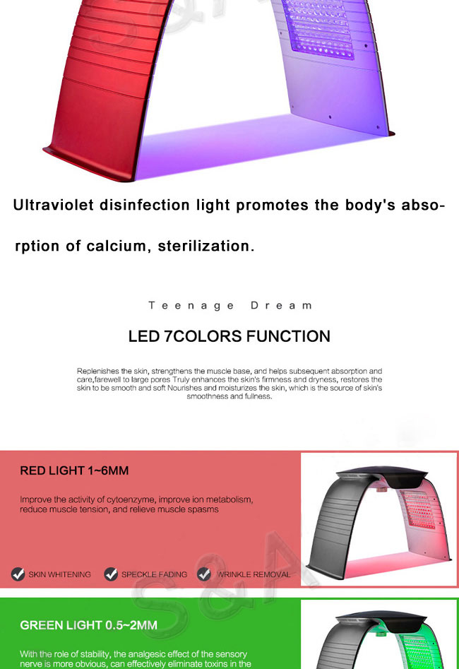 SAPP04 7 colors PDT LED light therapy machine with face spa spray steam