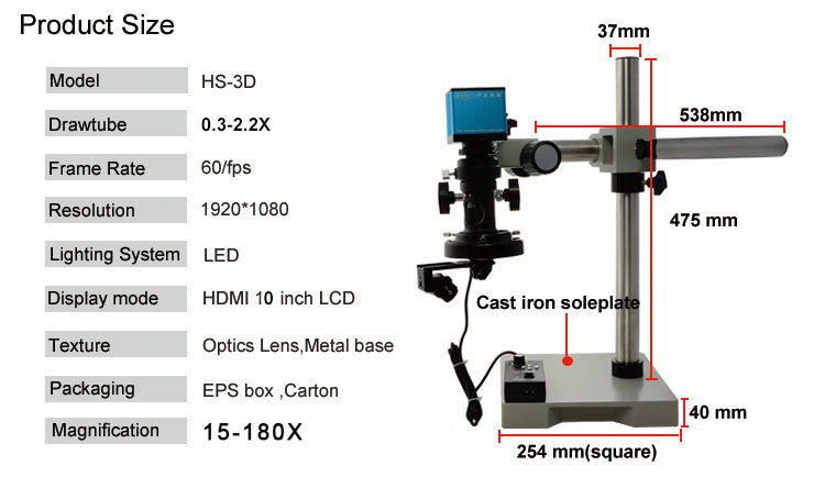 EOC digital 3D microscope with take photo for inspection PCBA any angle