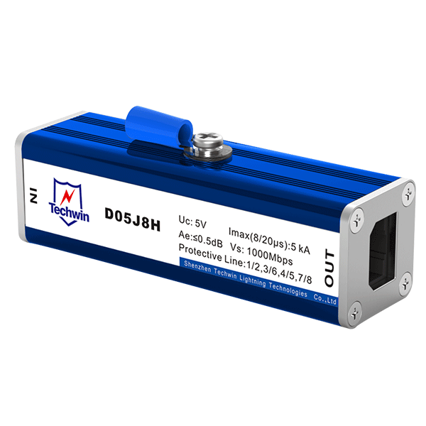 Techwin RJ45 Lightning Arrester for cat5e 1000 BaseT Ethernet arrester