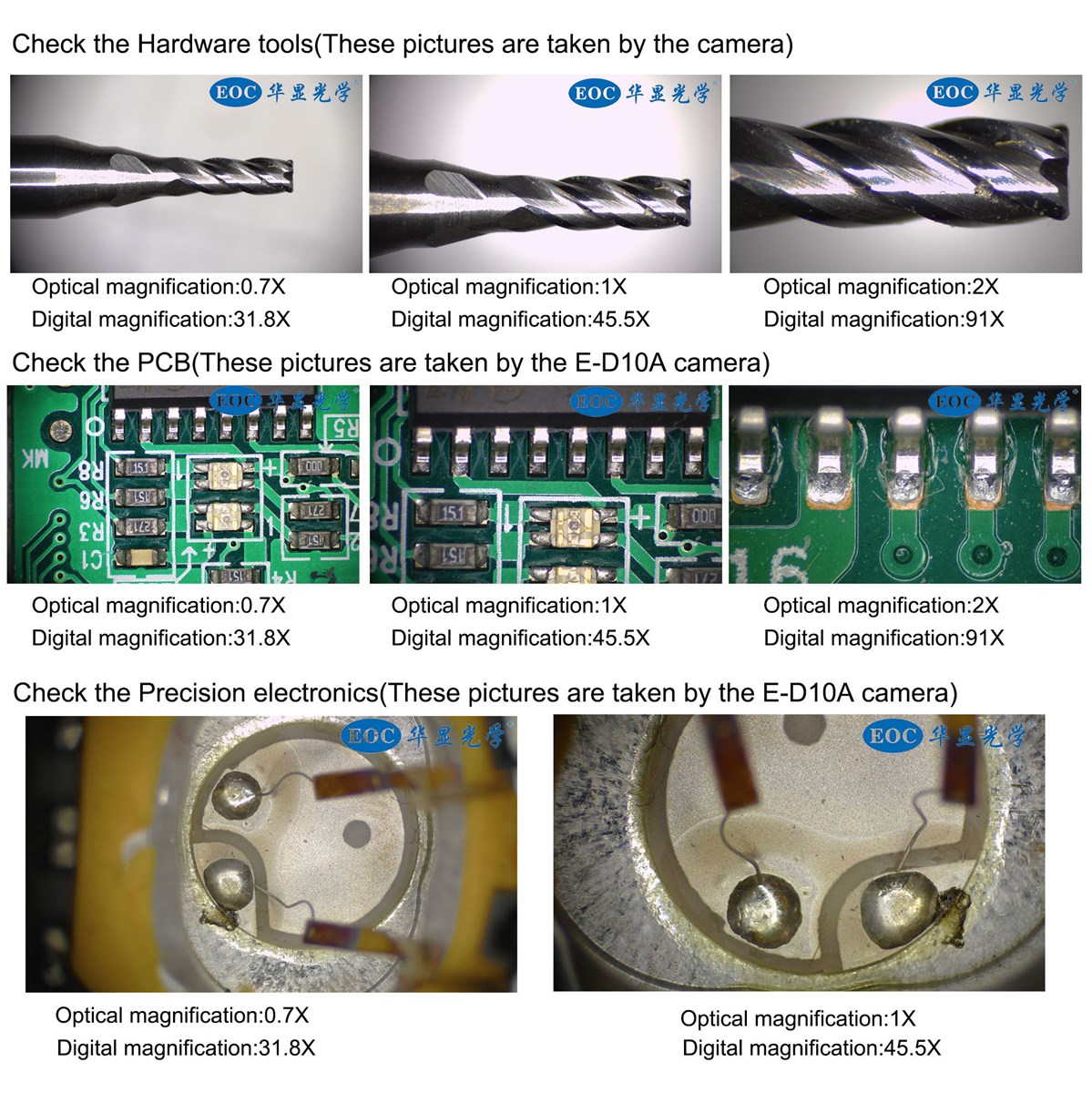 EOC HDMI microscopio with 16MP capture taking video camera digital microscopio for PCB inspection