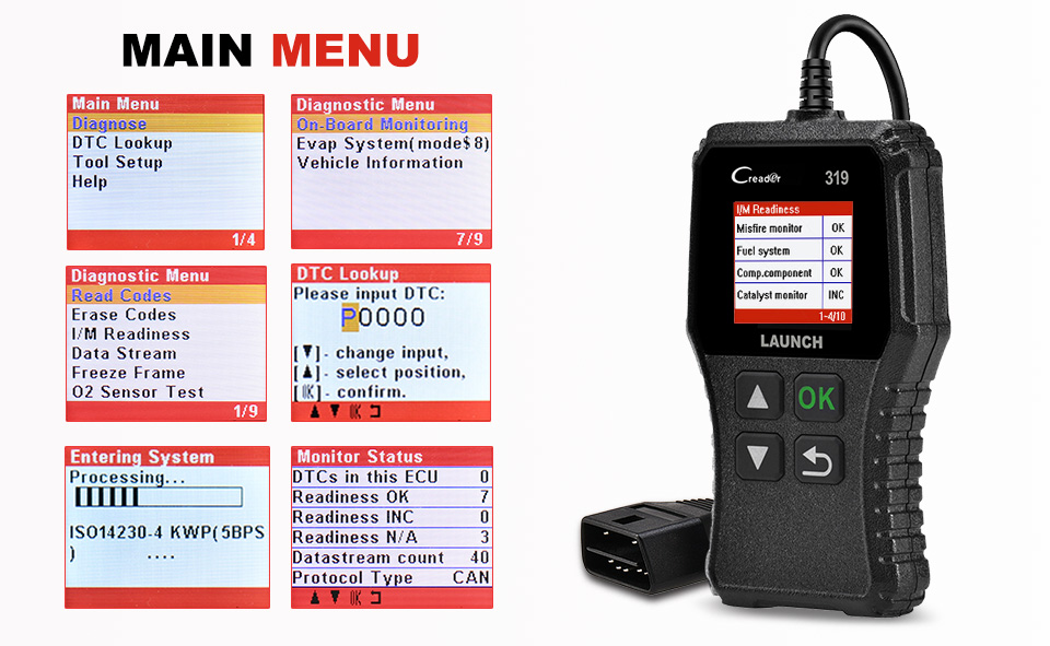 Launch X431 Creader 319 Diagnostic Tool CR319 Auto ODB Code Reader