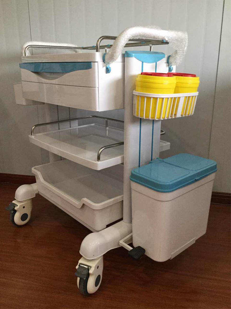 ABS Medicine Crash Cart Hospital Equipment Treatment Trolley Multi Function