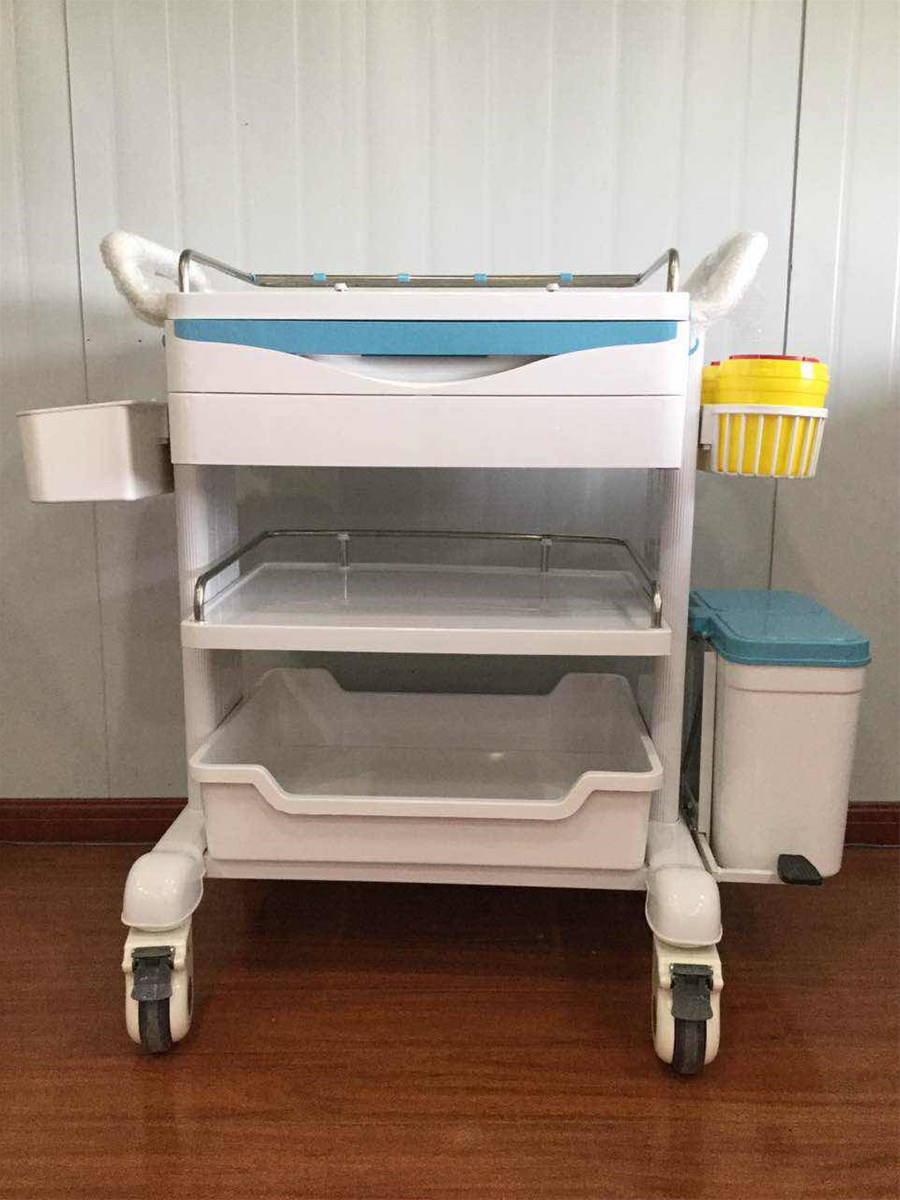 ABS Medicine Crash Cart Hospital Equipment Treatment Trolley Multi Function