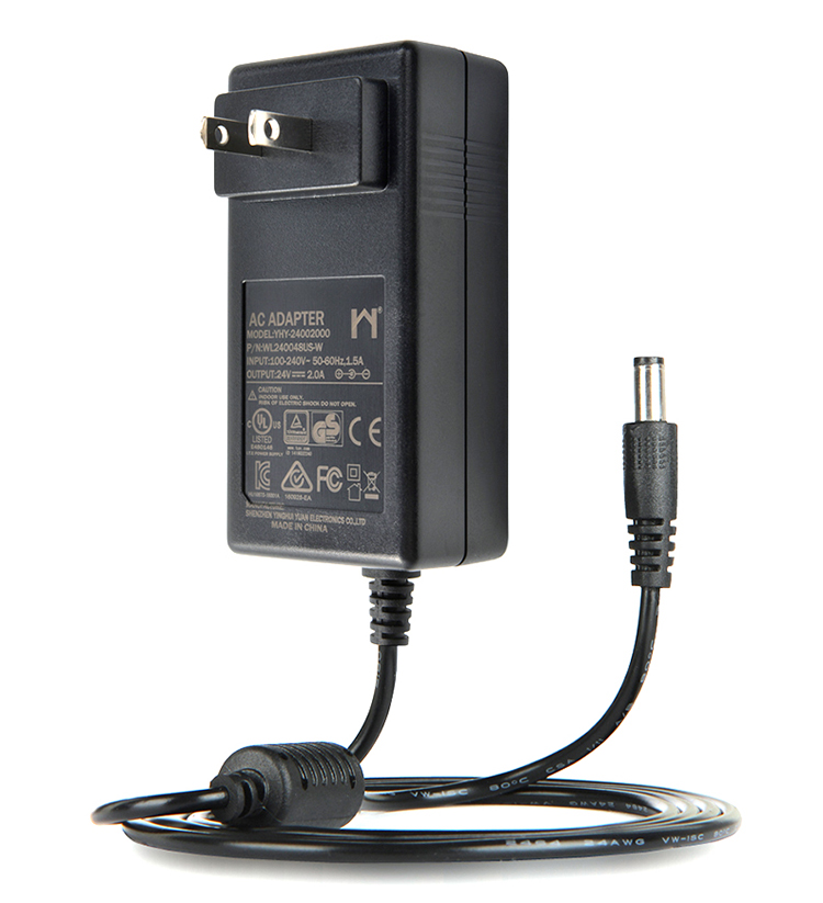 48w 24 volt 2 amp wall plug in power supply adaptor ac DC transformer 2a 24v power adapter