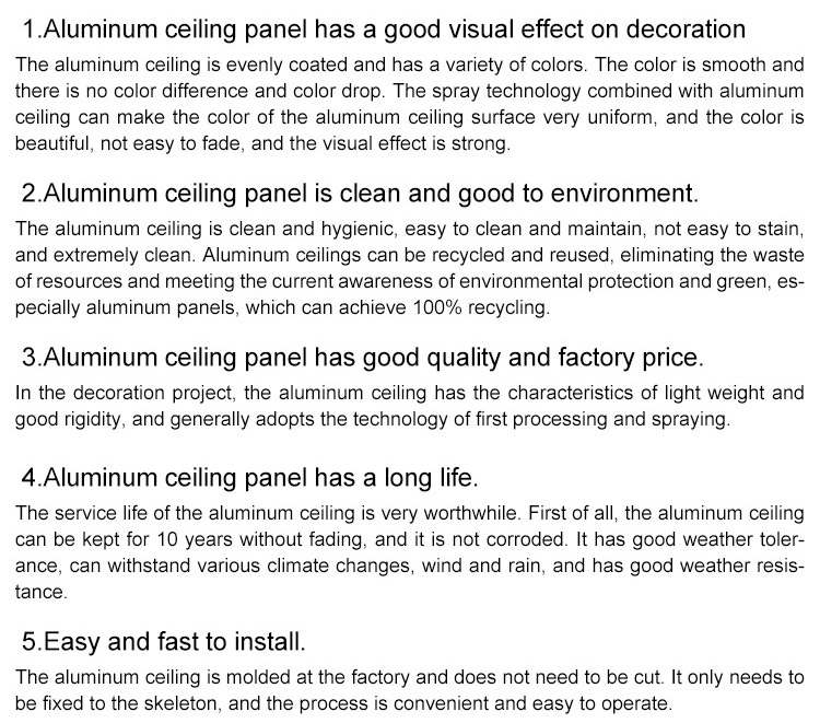 2020 New Curved Waterproof Aluminum Ceilling Panel in Square Shape