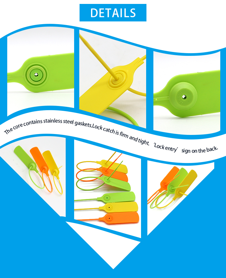 disposable self locking pull tight security container plastic seal